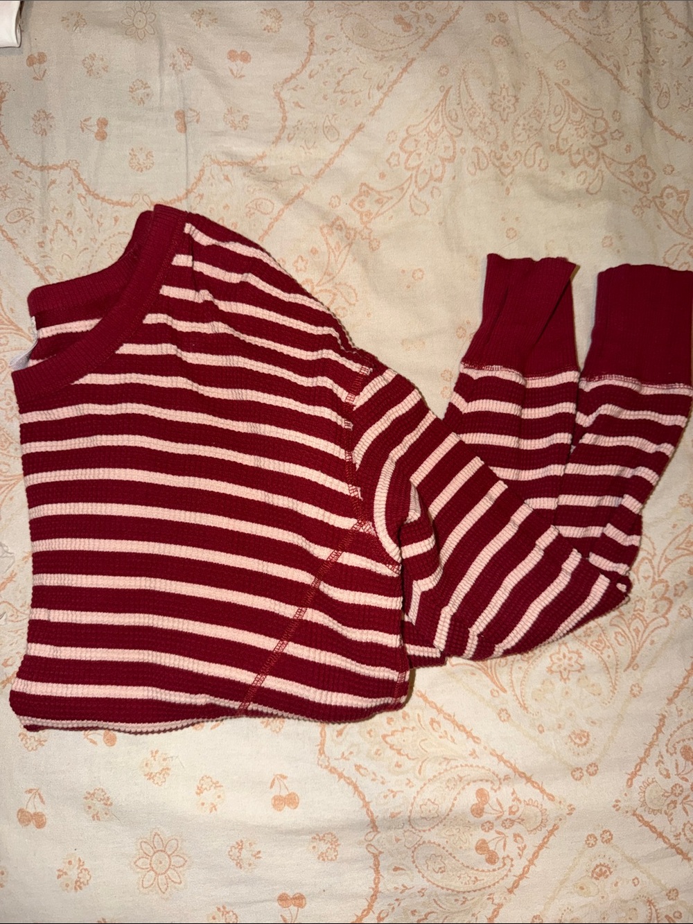 Striped Red and Cream Knit Sweater